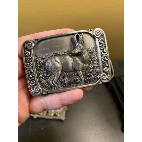 Lot Of 2 Vintage Belt Buckles Siskiyou Bergamot Antelope & Double Horse - Picture 7 of 10